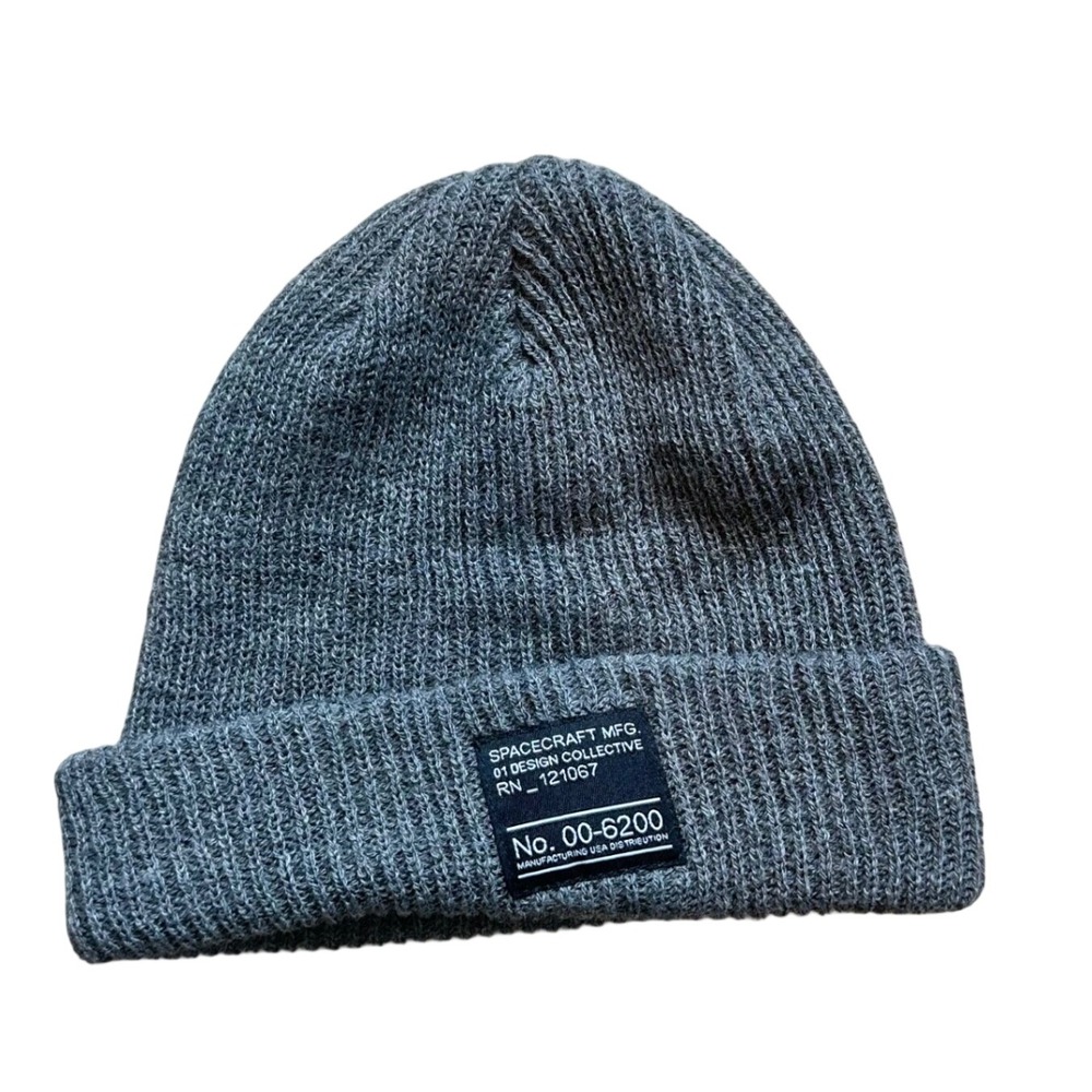 Spacecraft Offender Two Tone Charcoal Gray Cuffed Slouch Beanie Y2K Skater